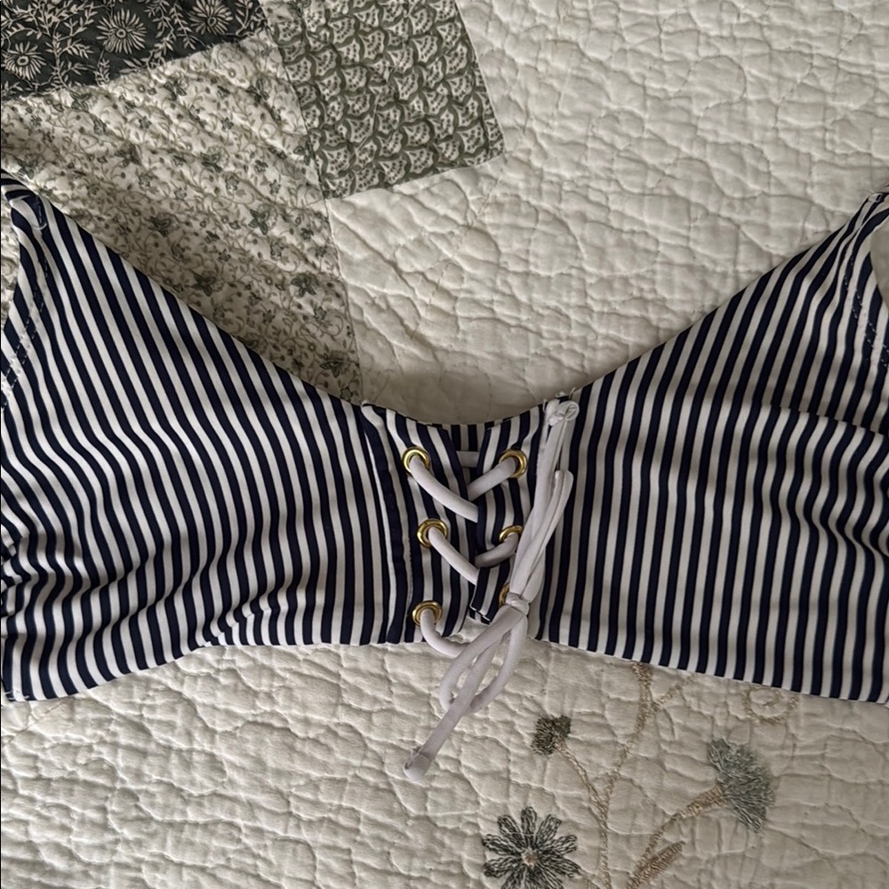 Xhilaration Black and White Striped Bikini Top